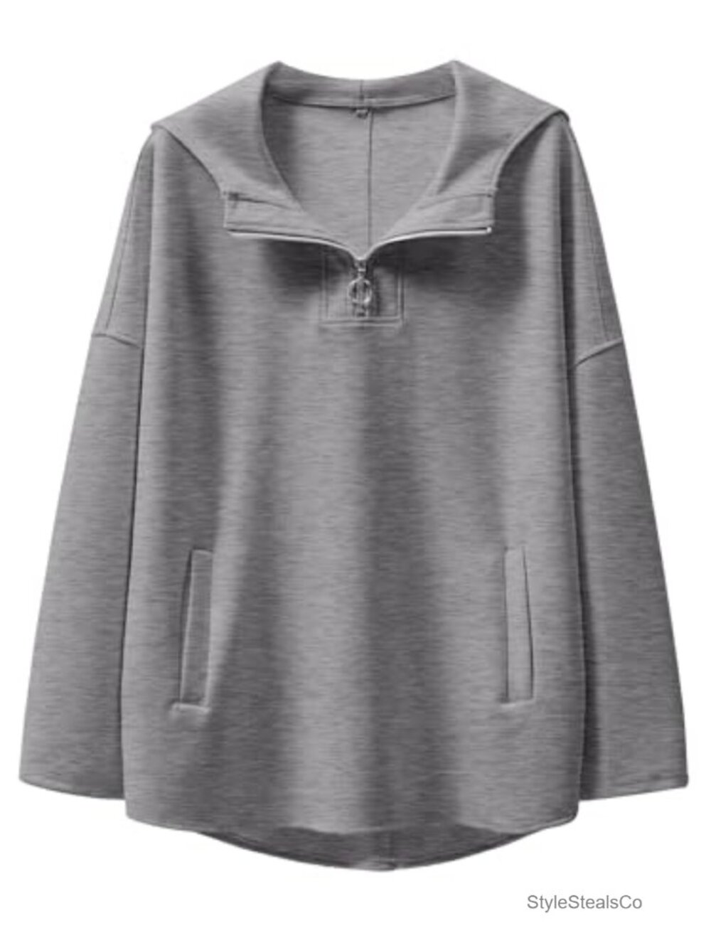 Women's Oversized Quarter Zip Hoodie Pullover Drop Shoulder